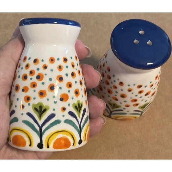 Polemedia Spring Flowers Polish Pottery Salt Pepper Multicolor  Floral Ceramic - Picture 6 of 11